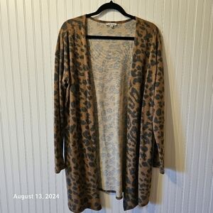 White‎ Birch Leopard Animal Print Open Front Cardigan